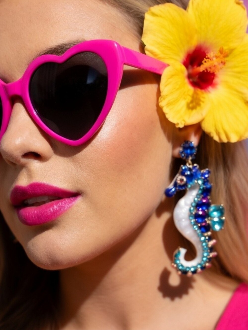 BETSEY JOHNSON BLUE JEWEL SEAHORSE EARRINGS